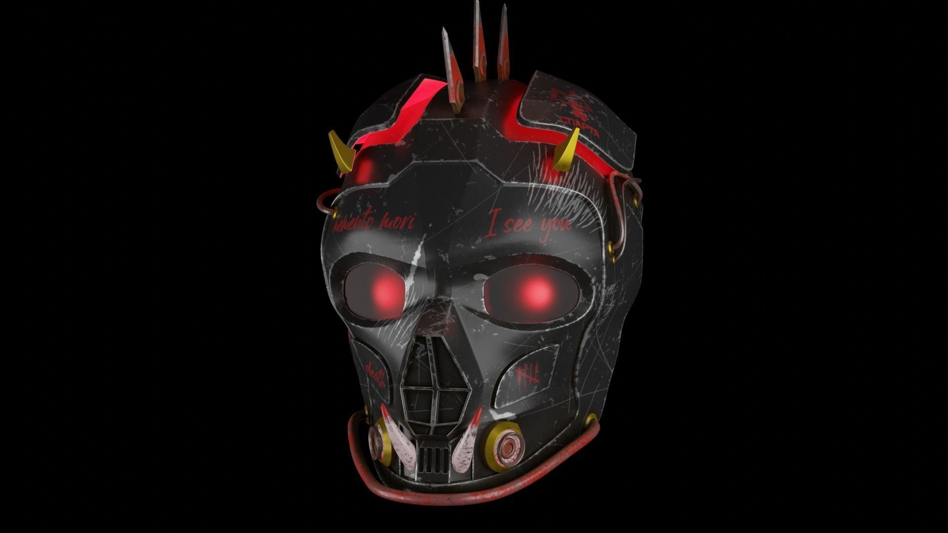 devil mask  cyberpunk 3D model_2