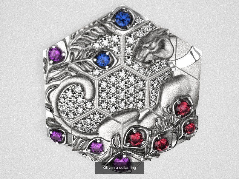 Cat and bird with tail 3D Model Collection_3