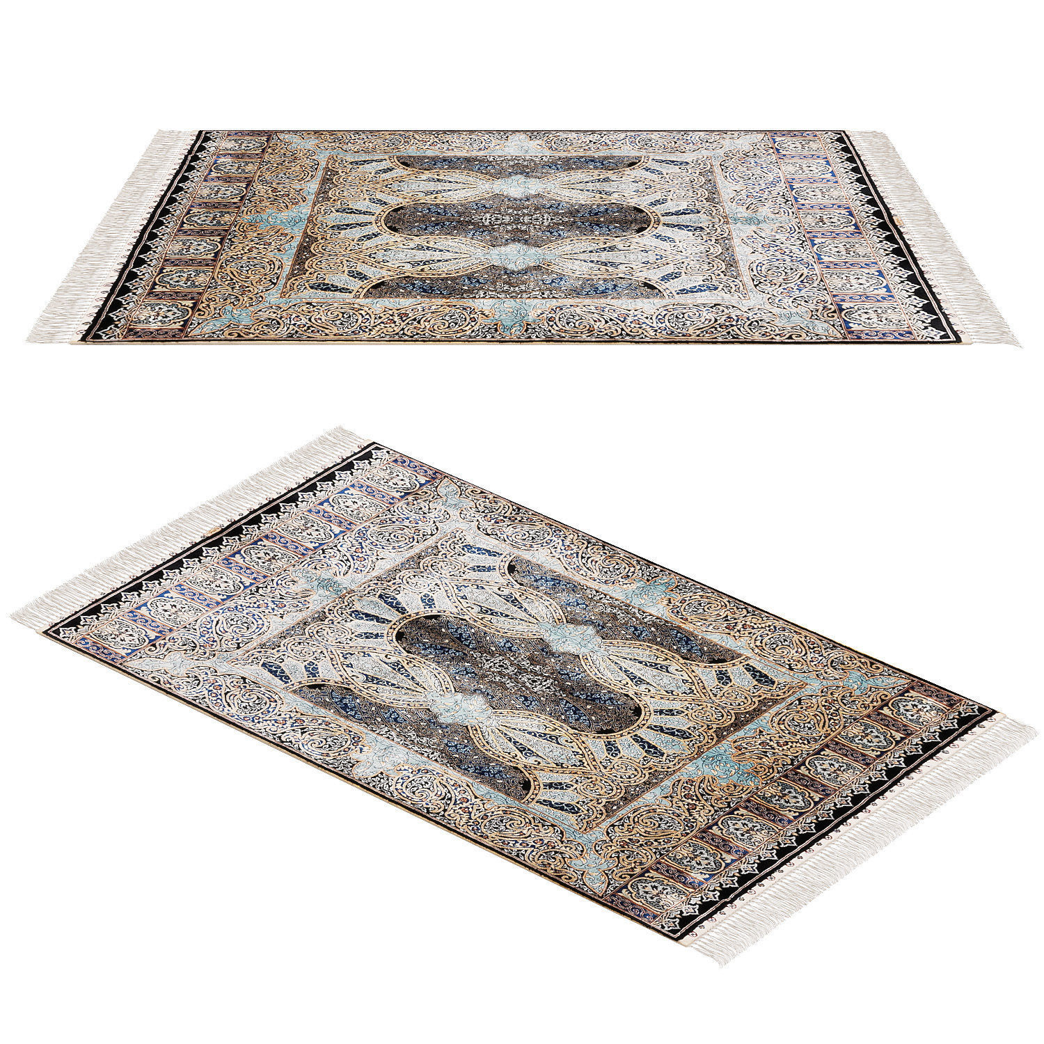 Turkish carpet with tassels 3D model_2