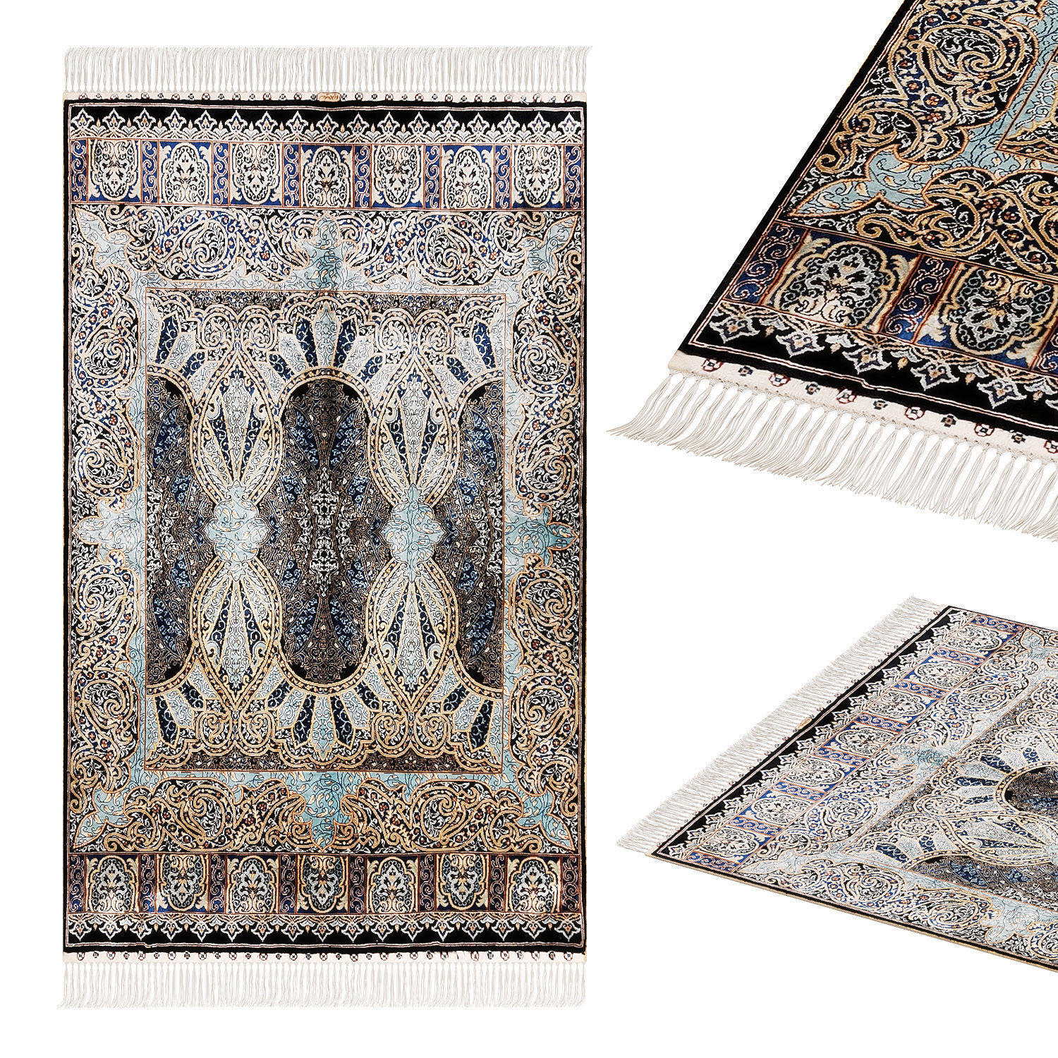 Turkish carpet with tassels 3D model_1