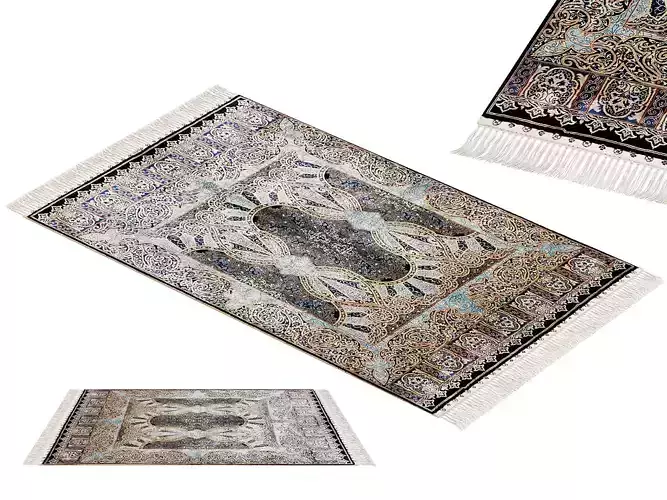 Turkish carpet with tassels 3D model