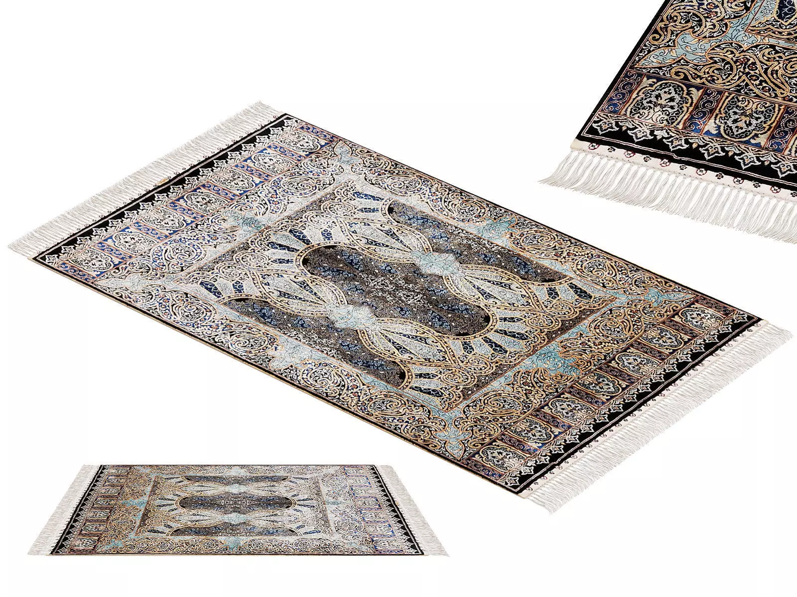 Turkish carpet with tassels 3D model_0