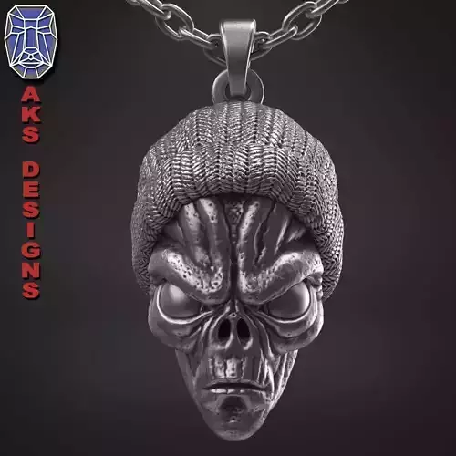 skull Pendant jewelry ALien with cap v1 