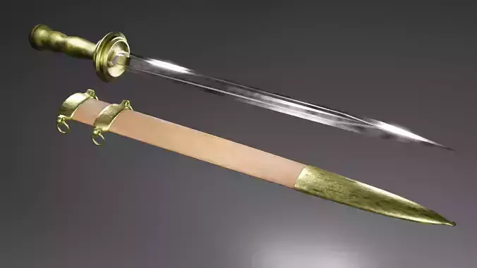 Gladius sword with gold handle