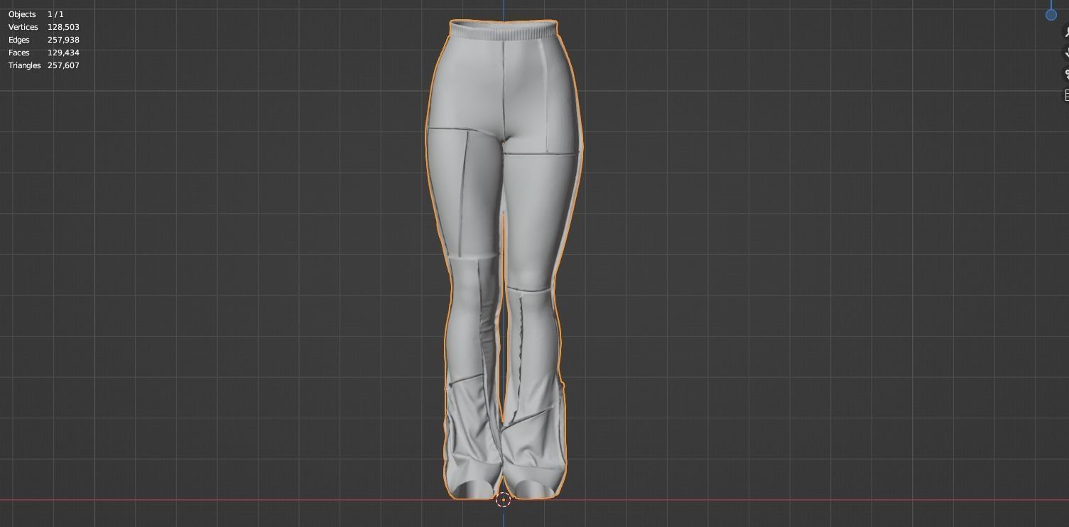 Patchwork High-waisted Knit Pants Fitted to Gen8 Body Mesh 3D model_7
