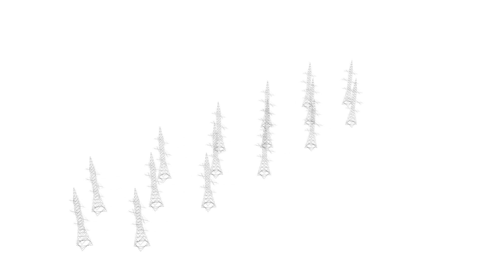 Powerline of Electric Transmission Towers 3D model | CGTrader