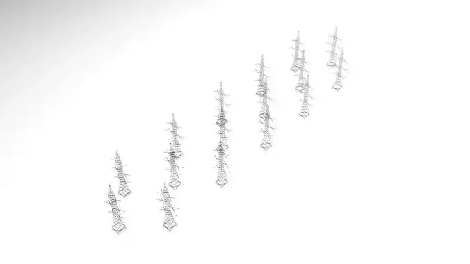 Powerline of Electric Transmission Towers 3D model