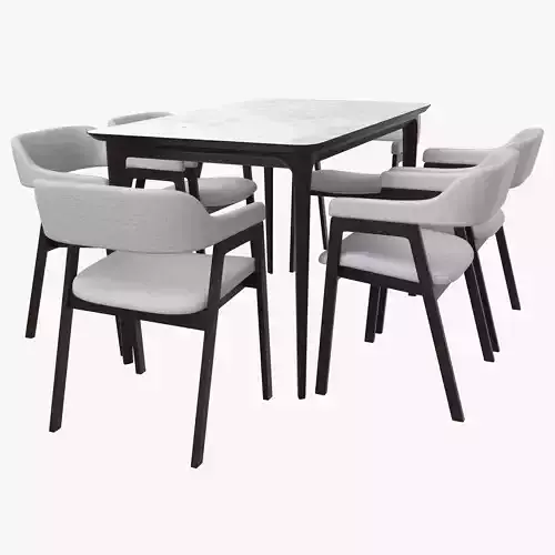 Konyshev Play Table with Article Savis Gray Dining Chairs 3D model