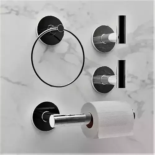 Bathroom set low poly- toilet holder toilet roll towel holder Low-poly 3D model