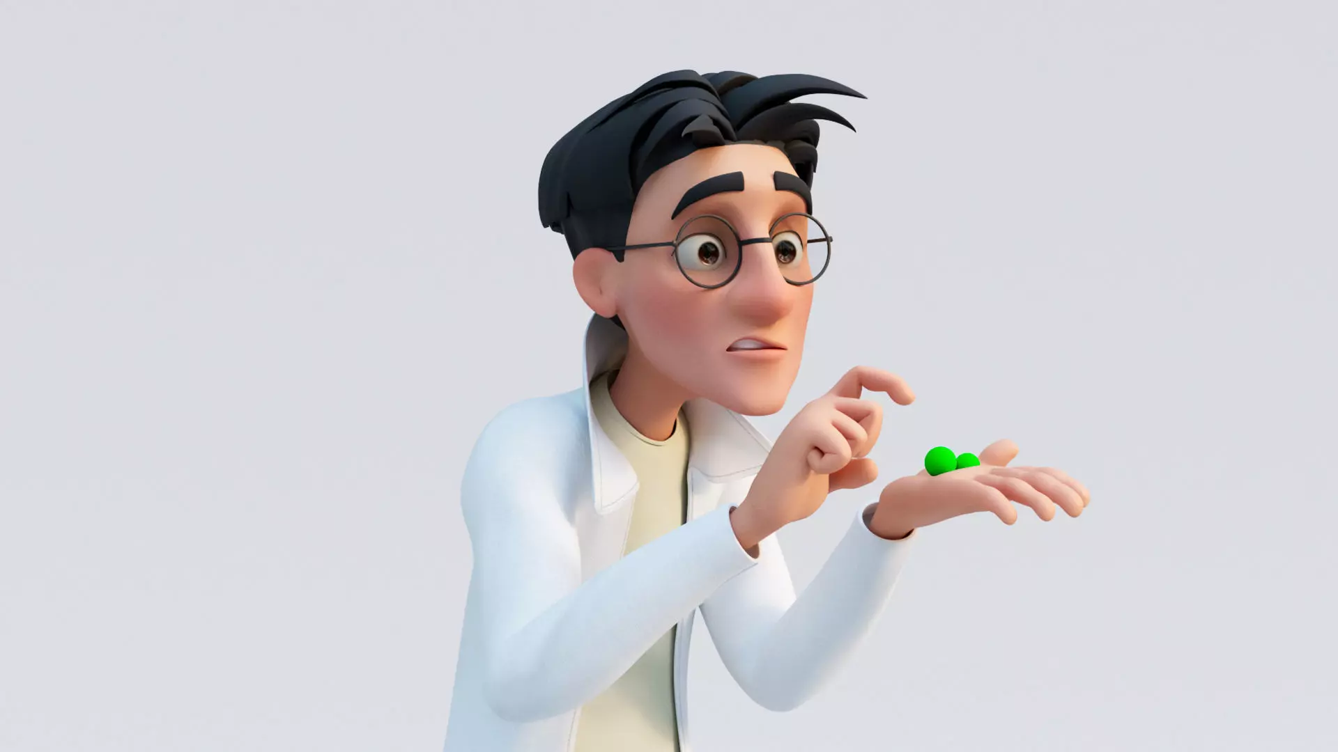 Scientist Cartoon Man Character Rigged 3D model_0