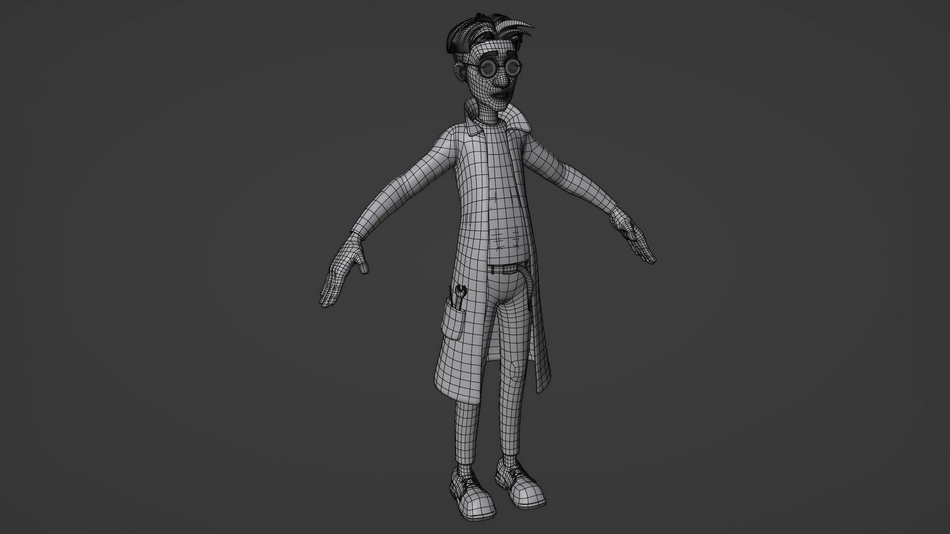 Scientist Cartoon Man Character Rigged 3D model_5