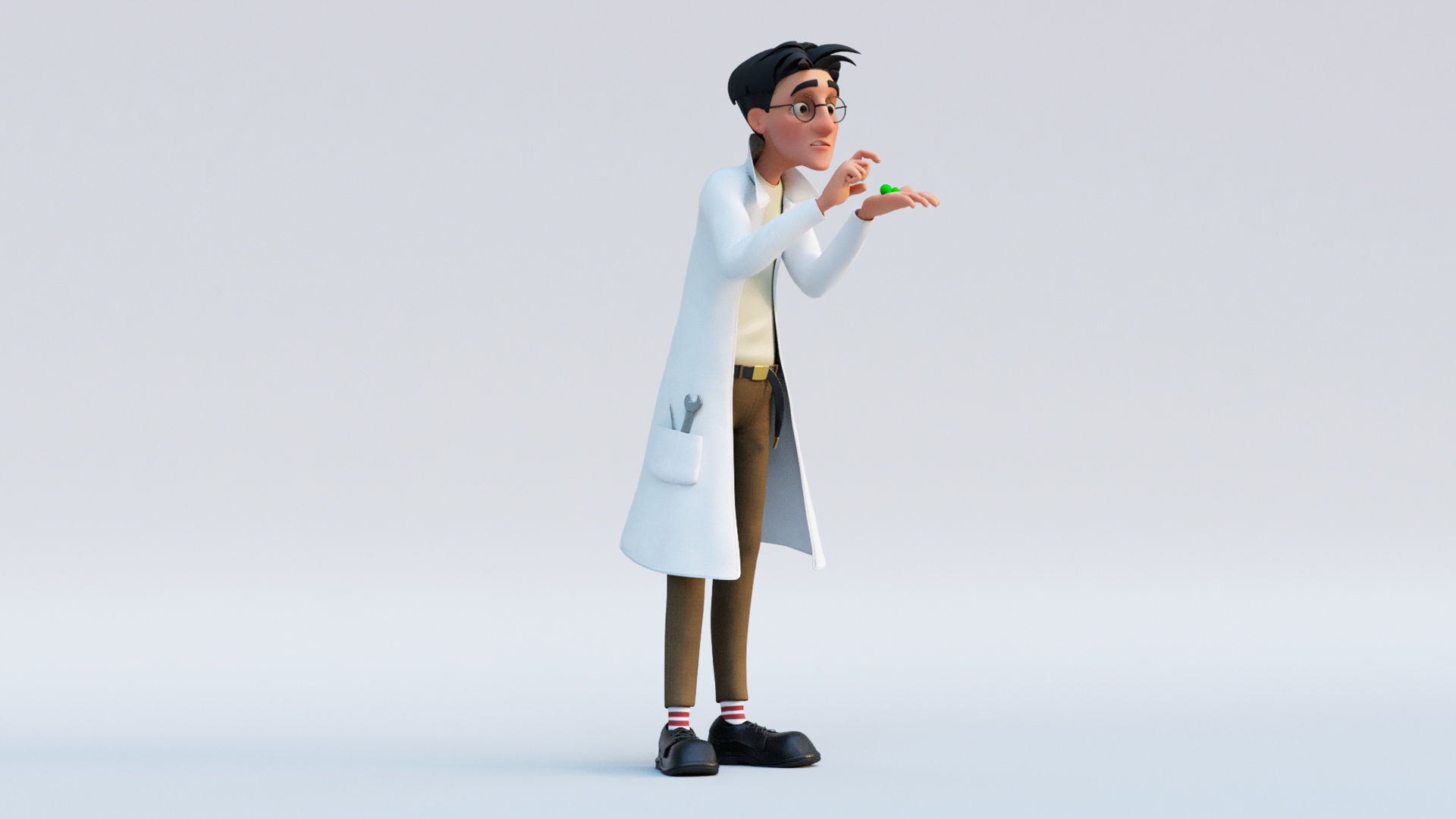 Scientist Cartoon Man Character Rigged 3D model_1