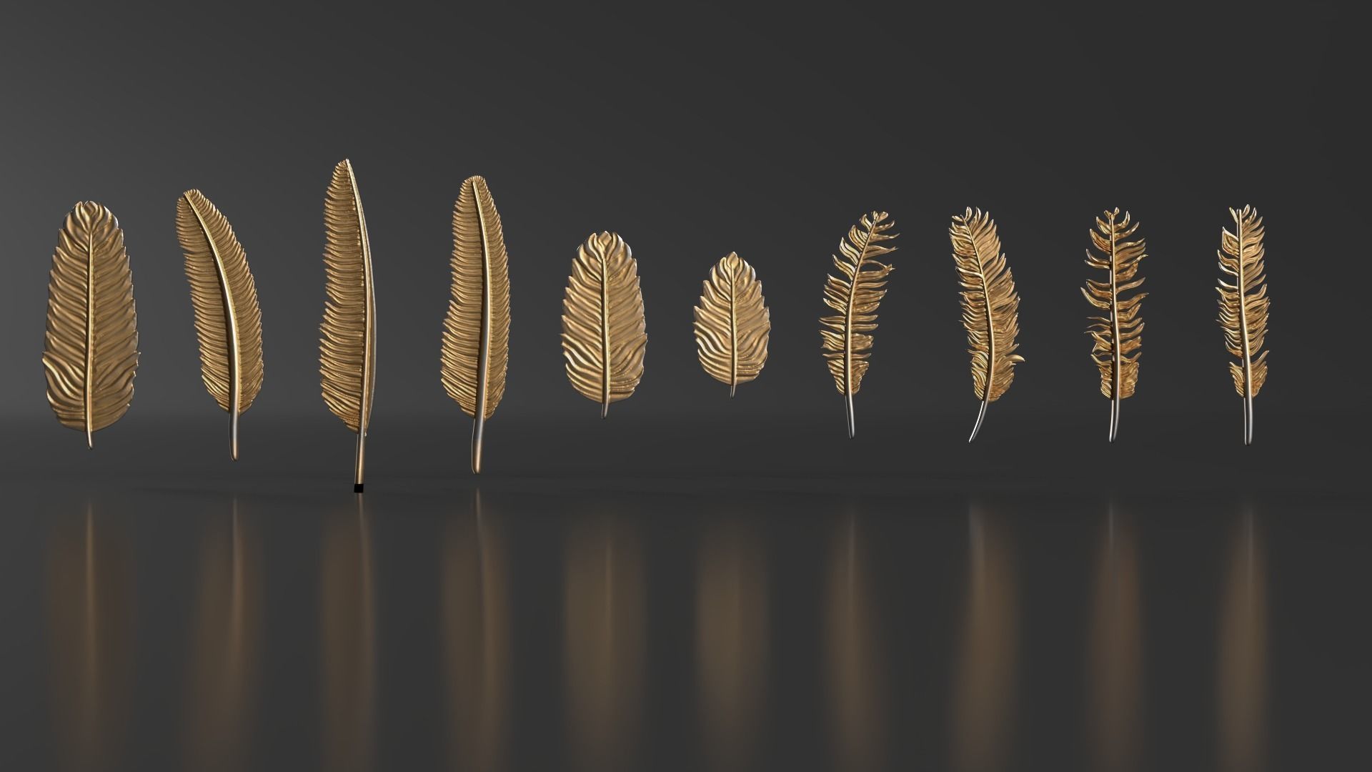 69 Feather Set 3D print model_3