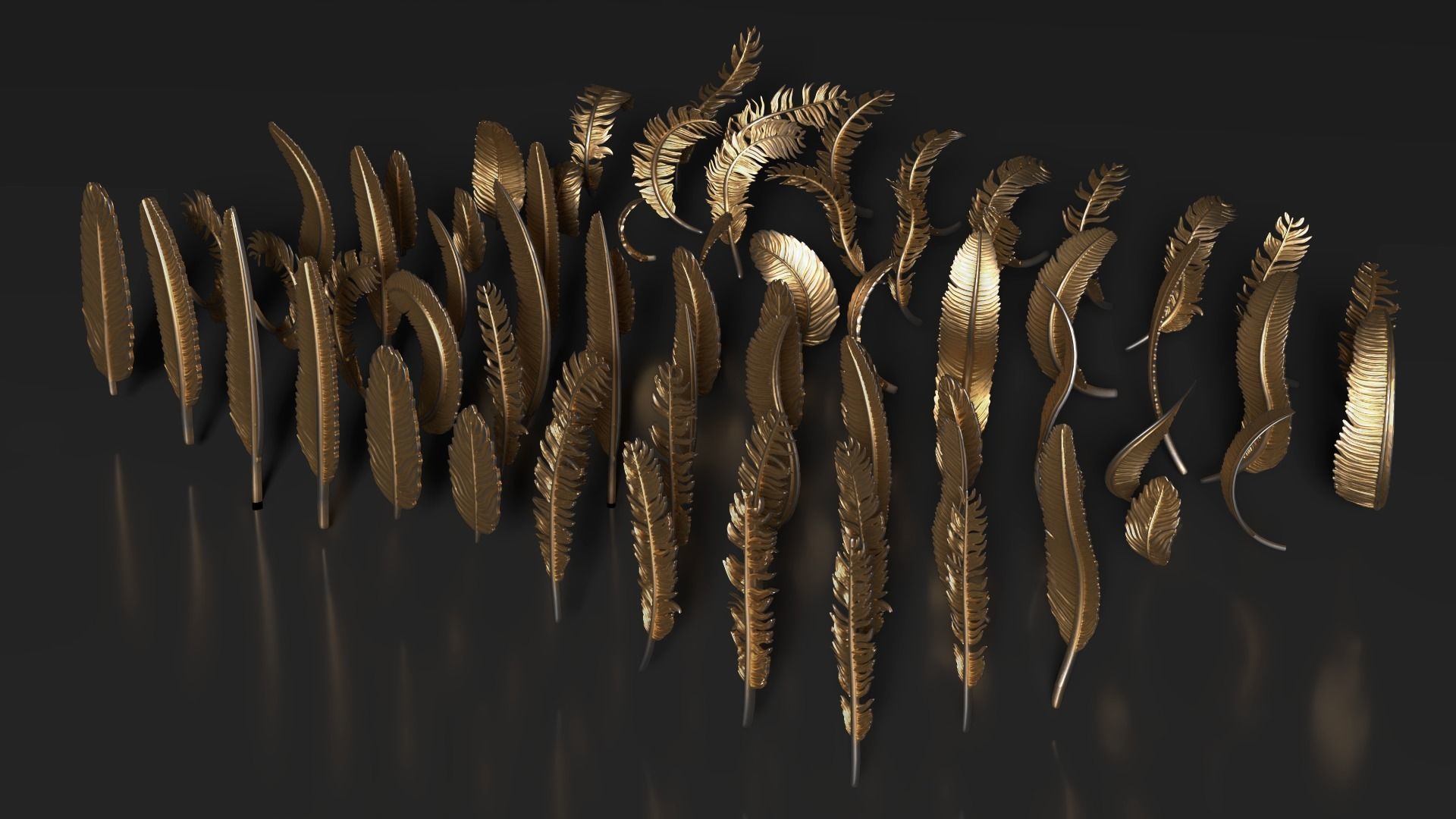 69 Feather Set 3D print model_2