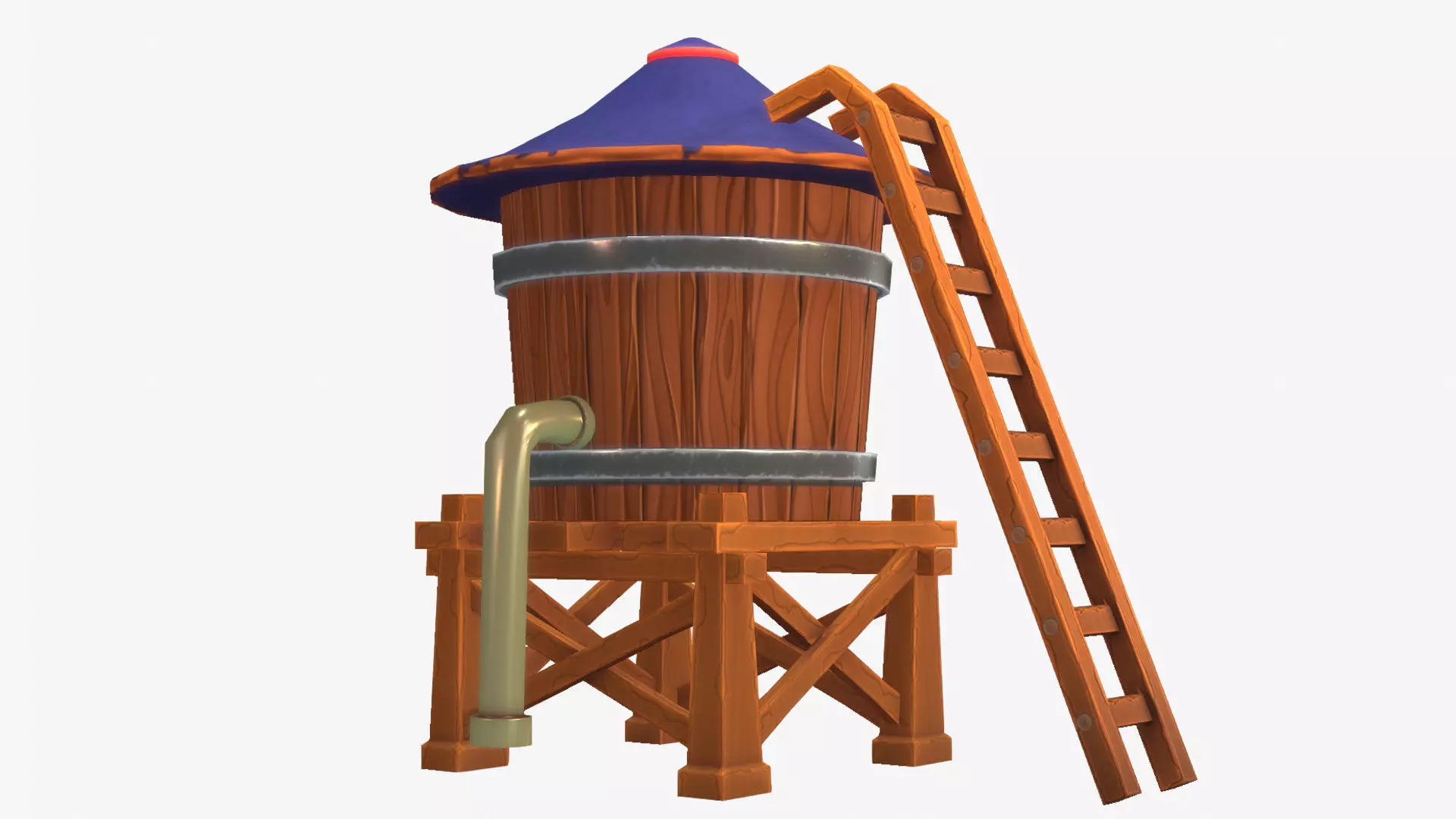 Stylized Water Tank Low-poly 3D model_0