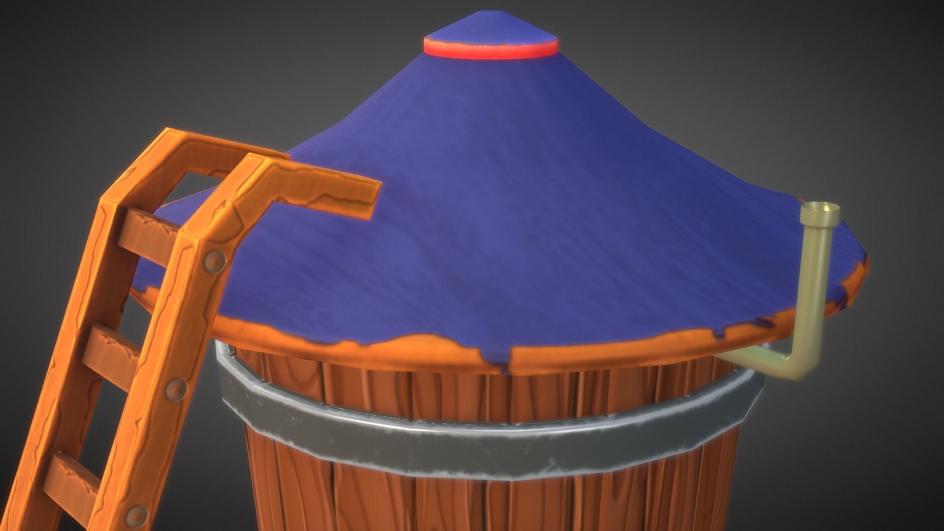 Stylized Water Tank Low-poly 3D model_4