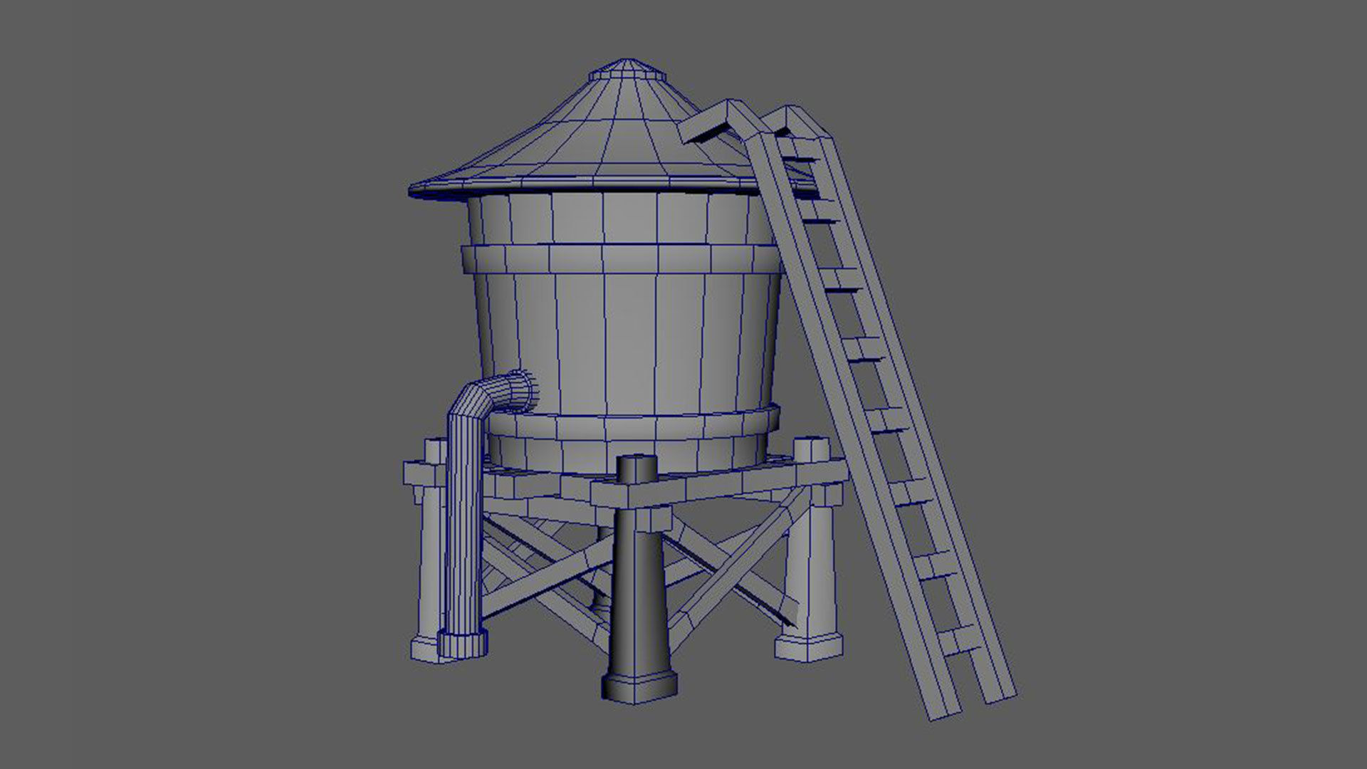 Stylized Water Tank Low-poly 3D model_7