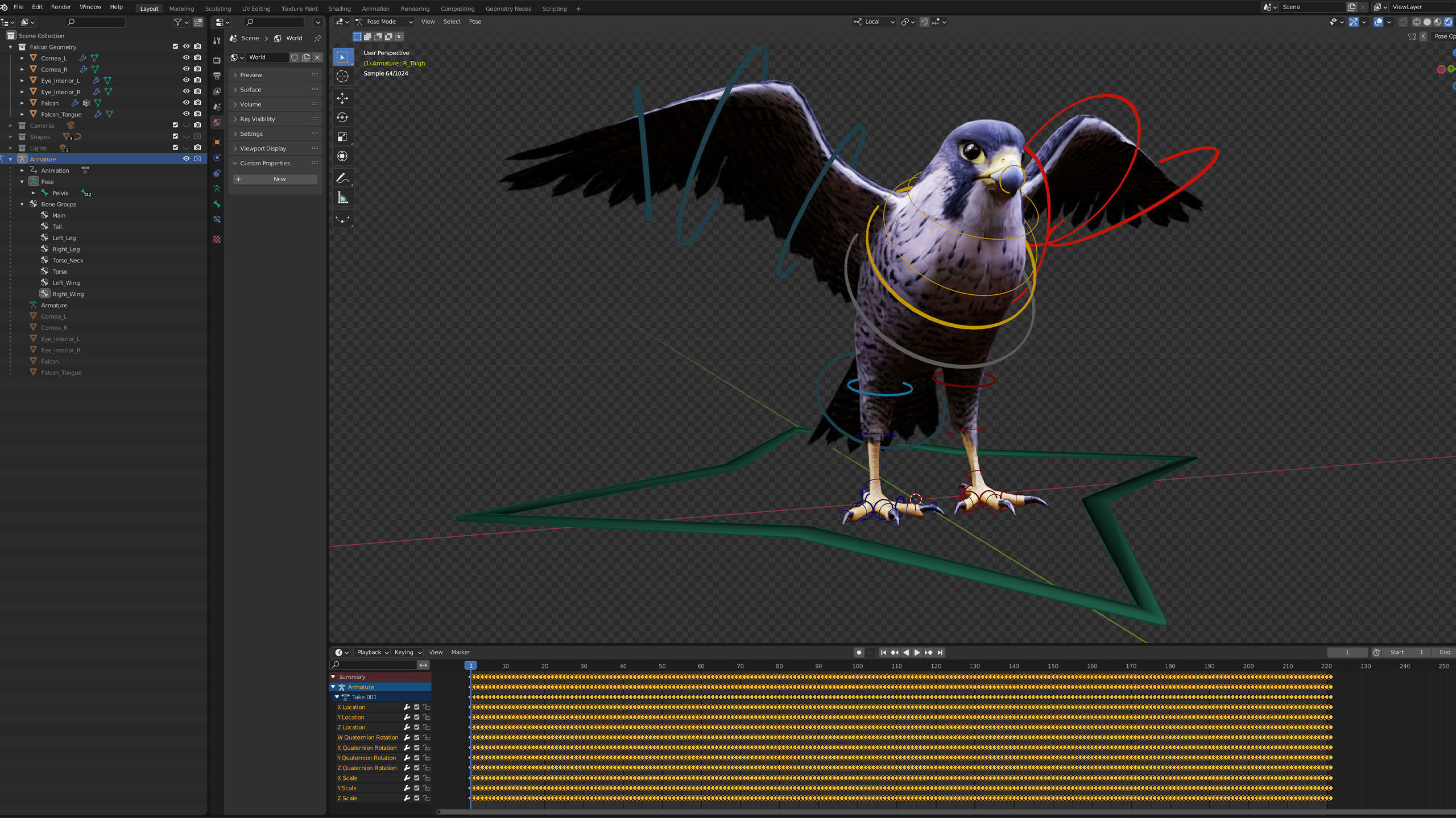 Animated Falcon 3D model_10