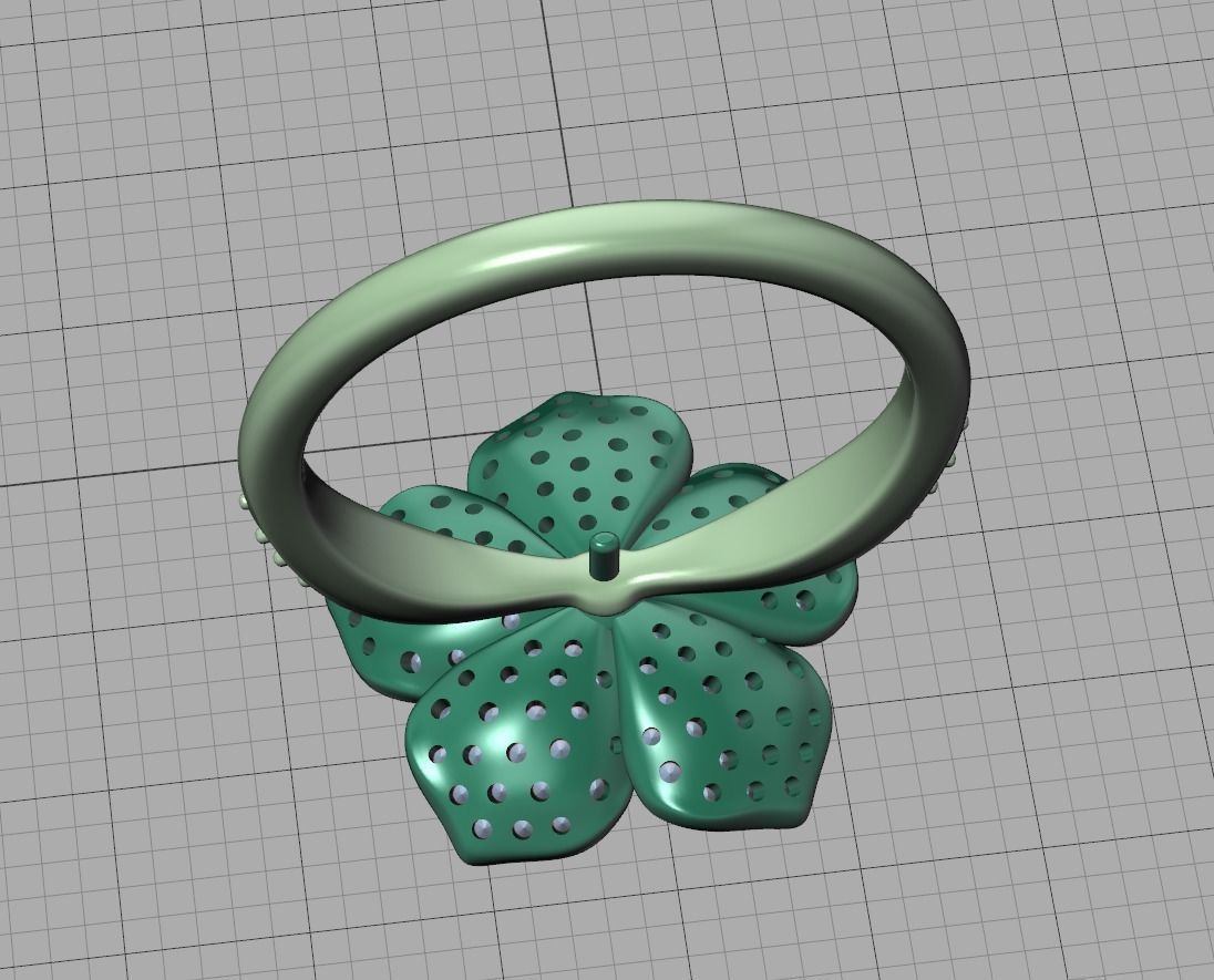 5 Petals Flower Ring 3dmodel with 30 pointer stone 3D print model_21