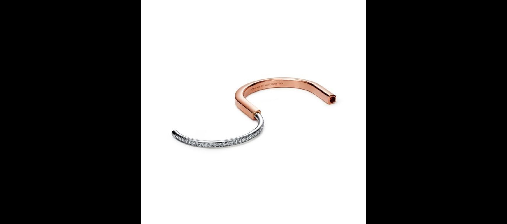 Tiffany Lock Bangle Gold with Half Pave Diamonds 3D print model_3