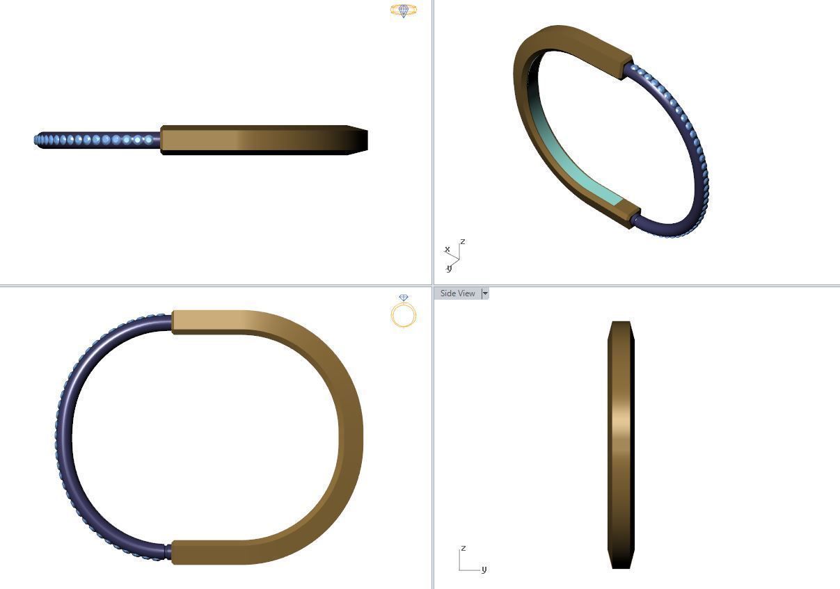 Tiffany Lock Bangle Gold with Half Pave Diamonds 3D print model_6