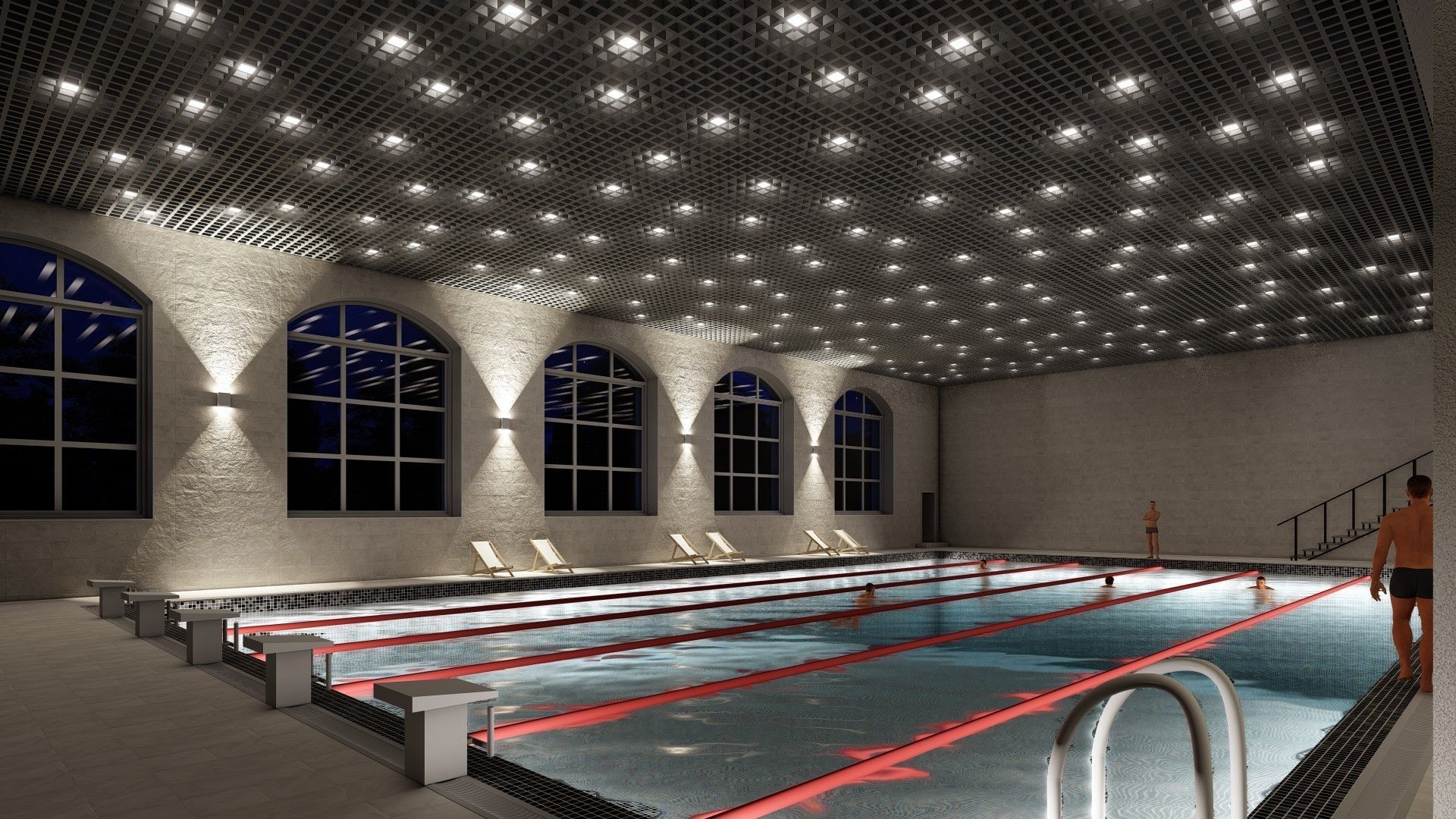 3D model of a public building with a swimming pool interior 3D model_18
