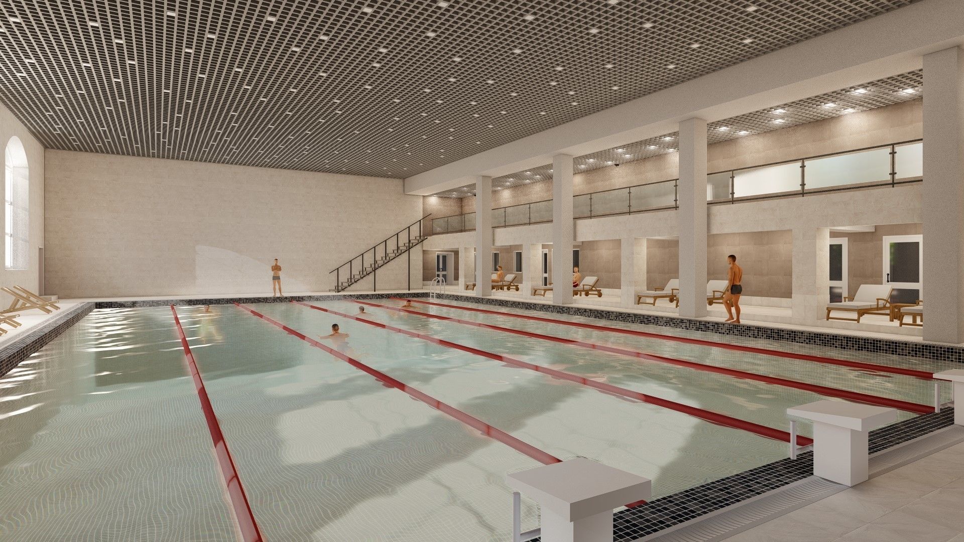 3D model of a public building with a swimming pool interior 3D model_12