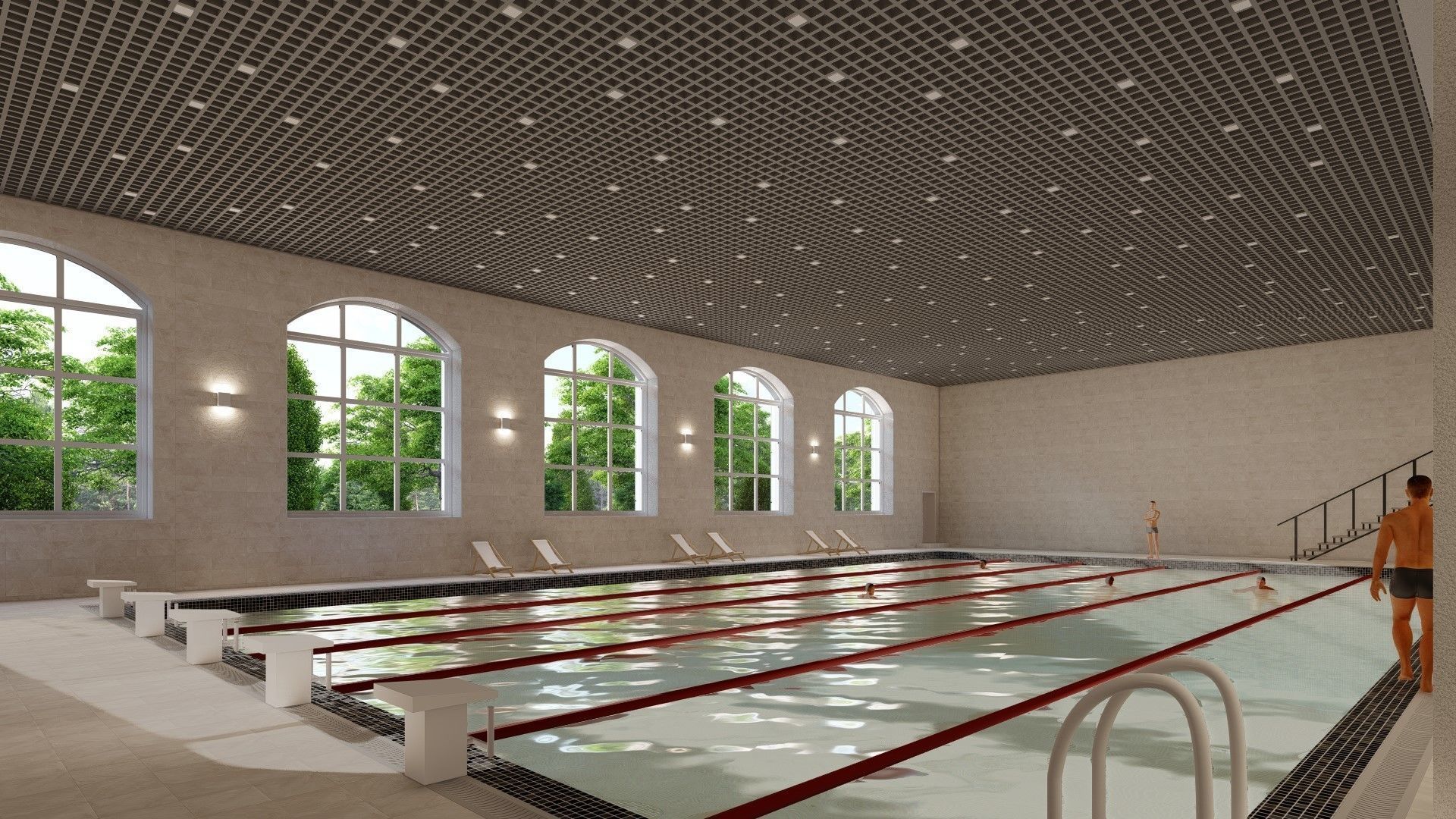 3D model of a public building with a swimming pool interior 3D model_17