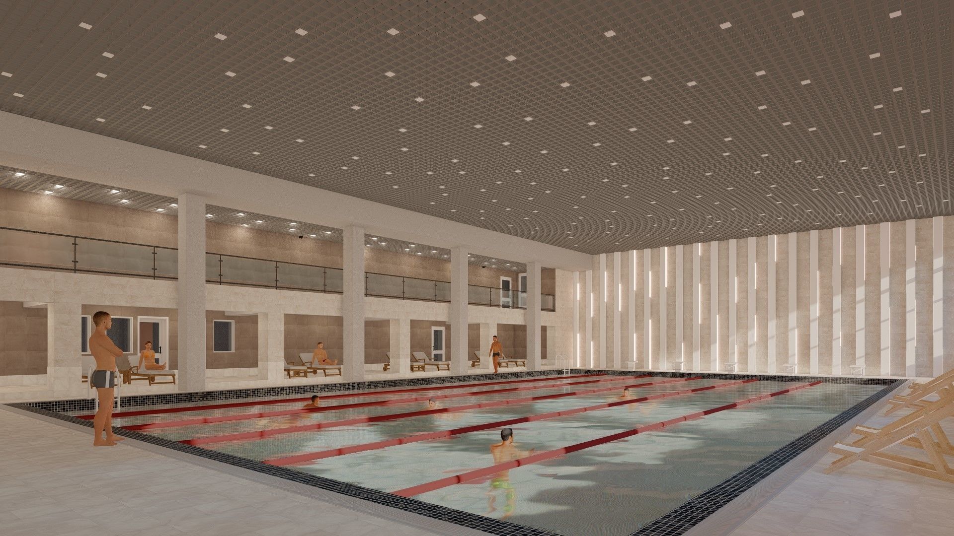 3D model of a public building with a swimming pool interior 3D model_9
