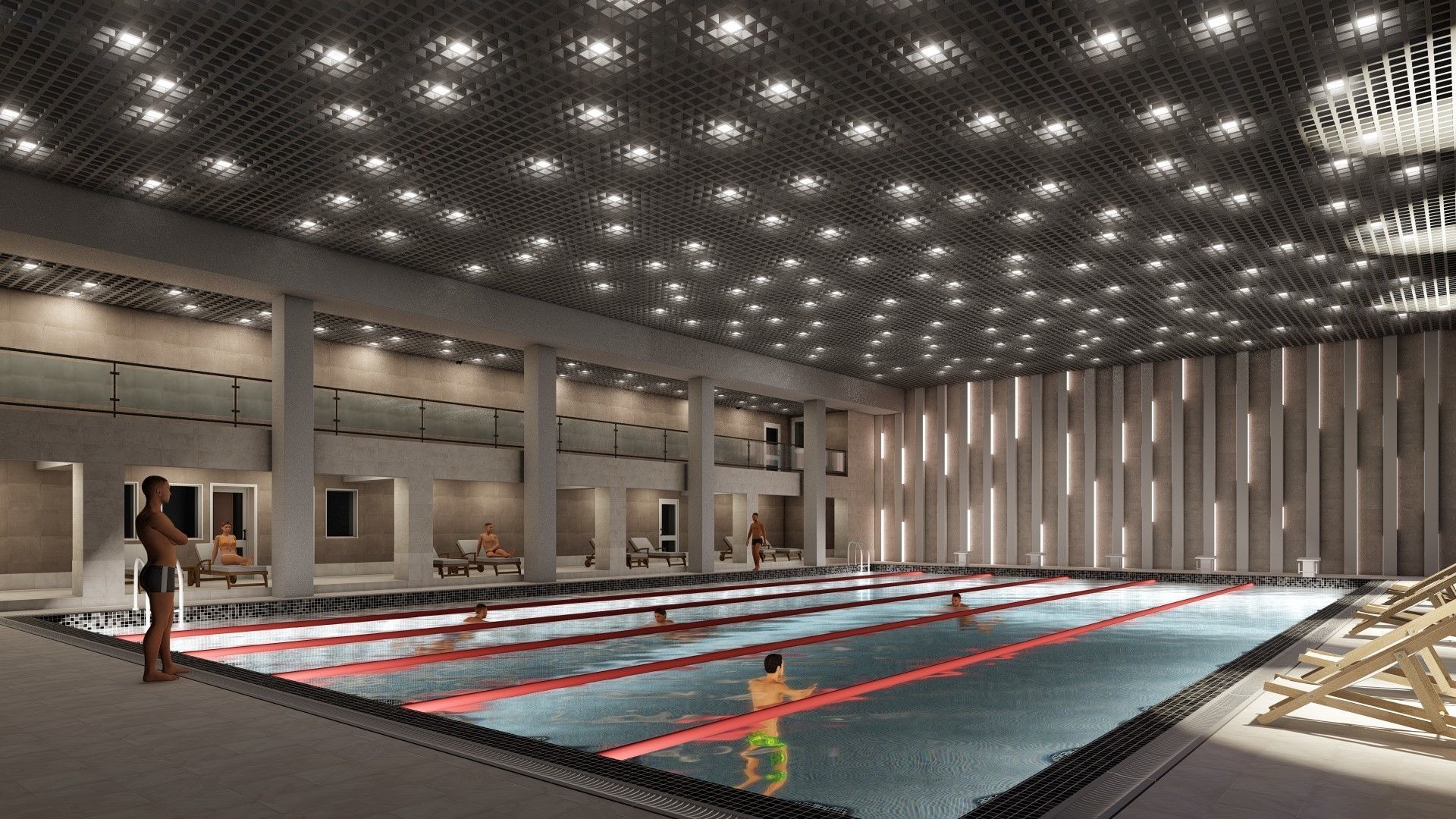 3D model of a public building with a swimming pool interior 3D model_11