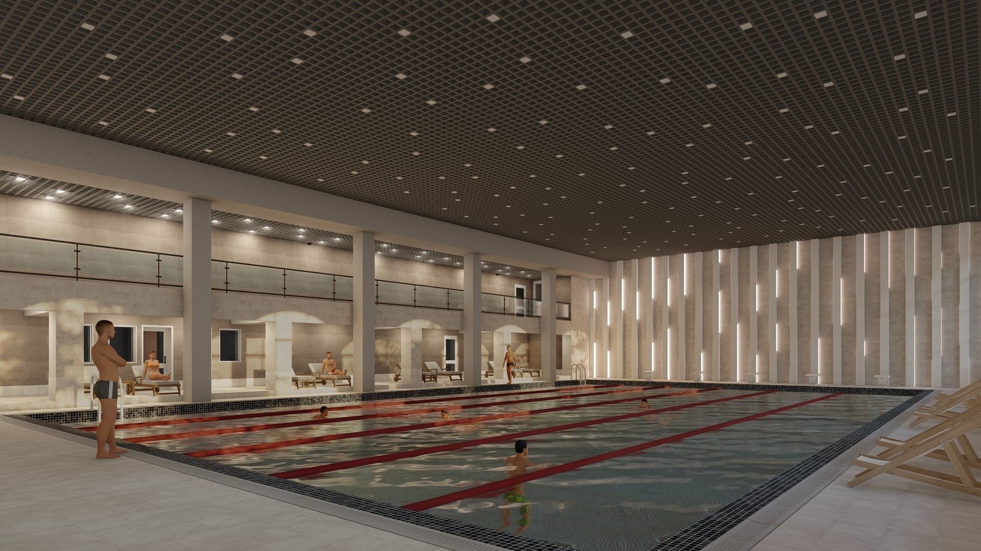 3D model of a public building with a swimming pool interior 3D model_10