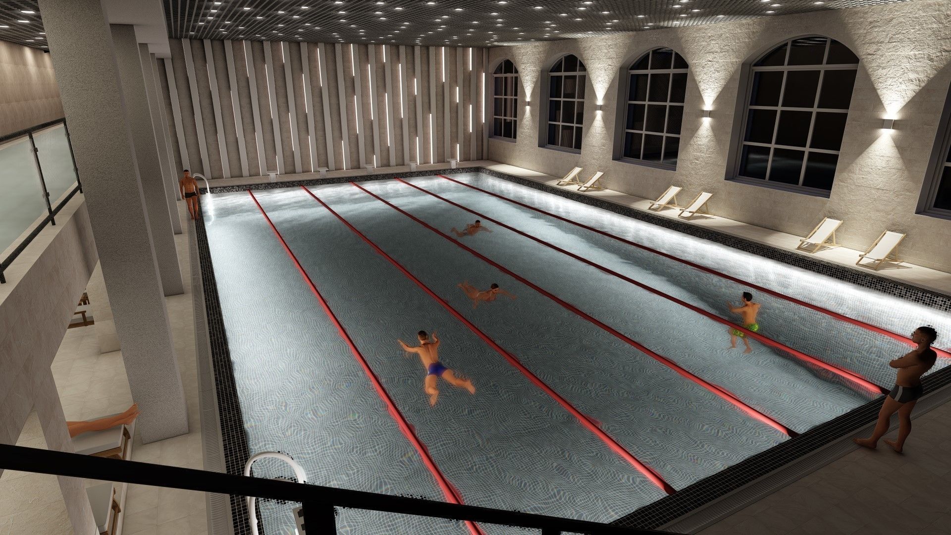 3D model of a public building with a swimming pool interior 3D model_16