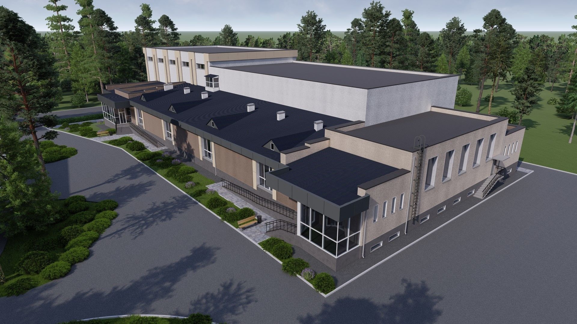 3D model of a public building with a swimming pool interior 3D model_7