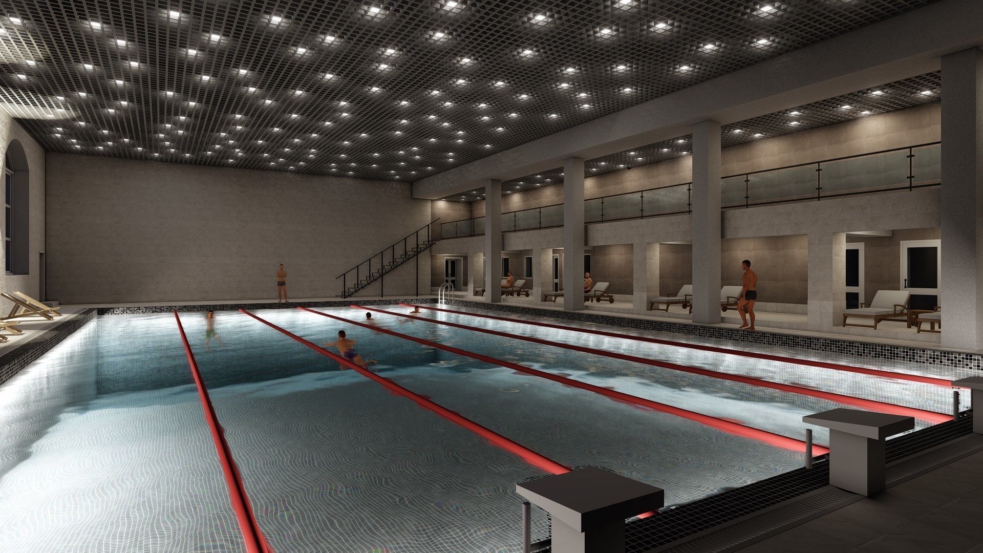 3D model of a public building with a swimming pool interior 3D model_14