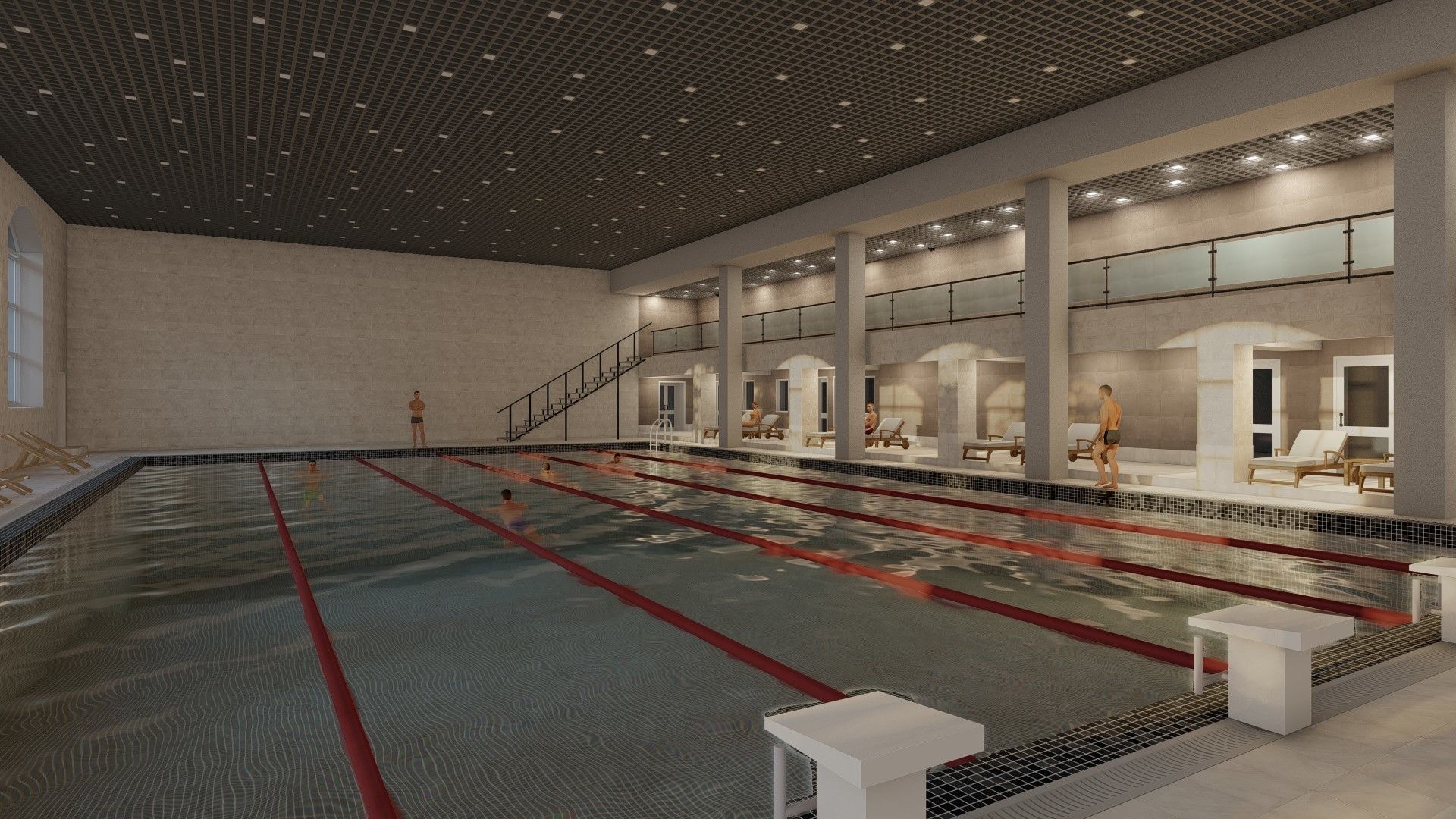3D model of a public building with a swimming pool interior 3D model_13