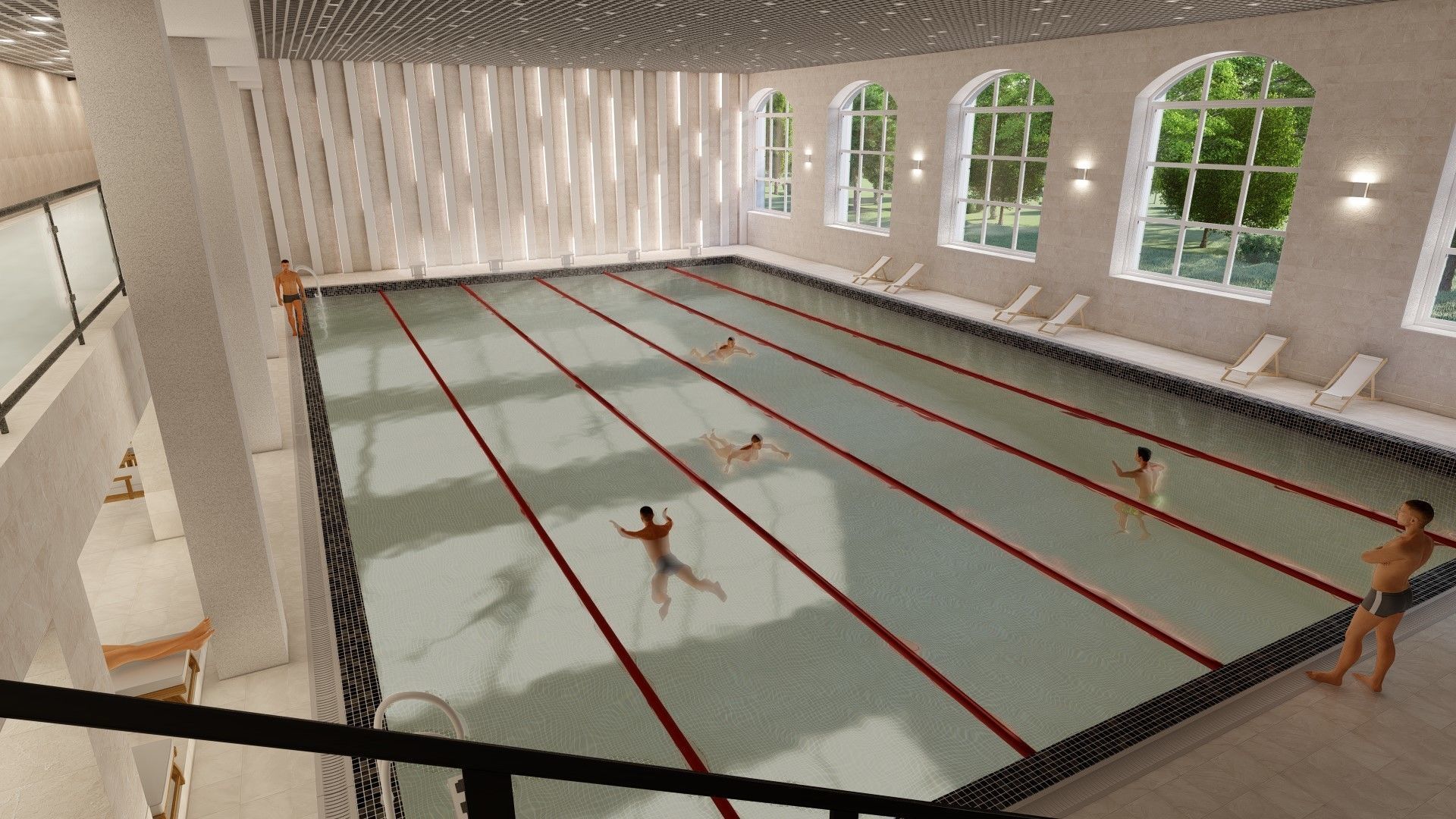 3D model of a public building with a swimming pool interior 3D model_15
