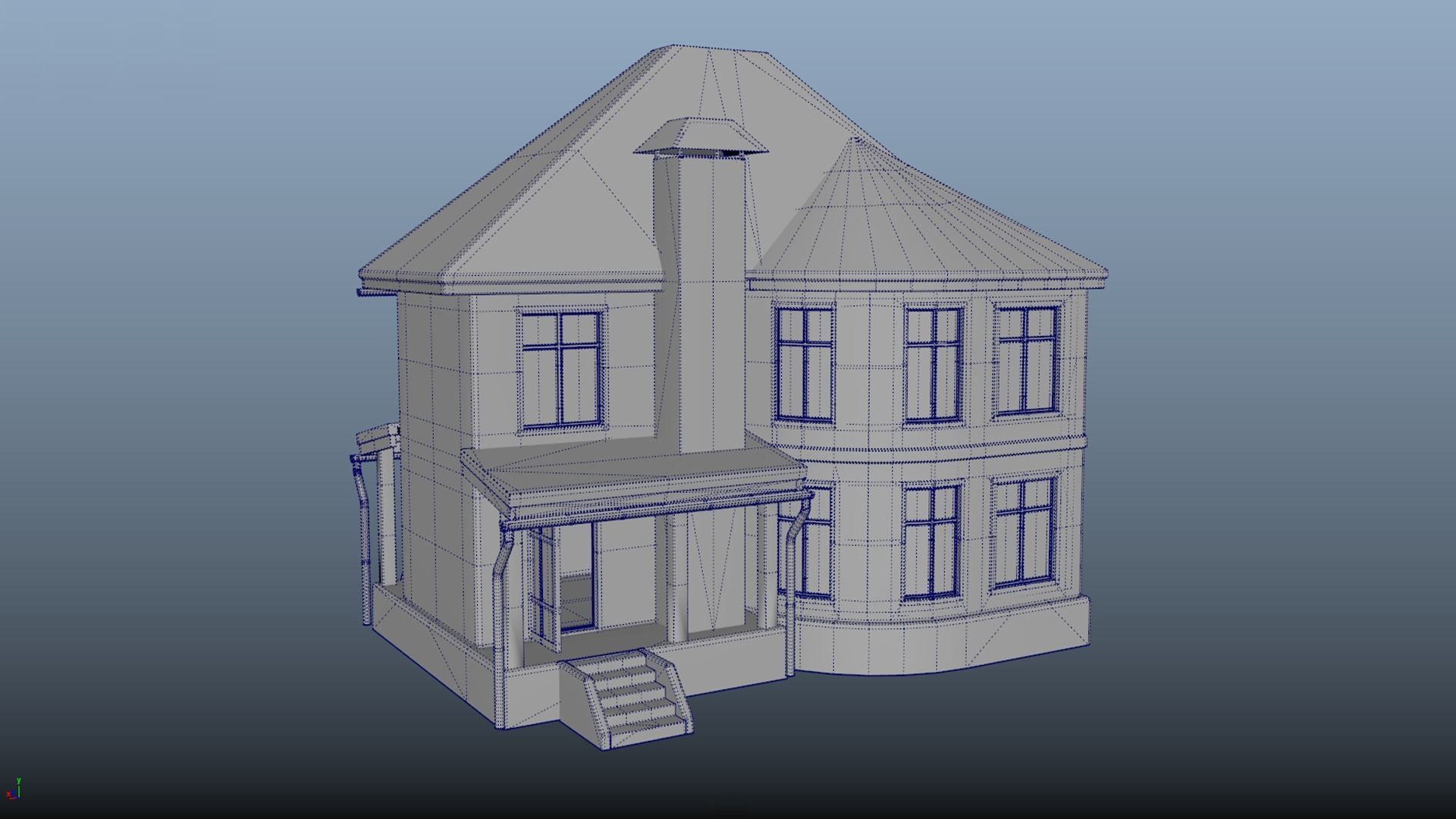 House homestead villa PBR game ready Low-poly 3D model_6