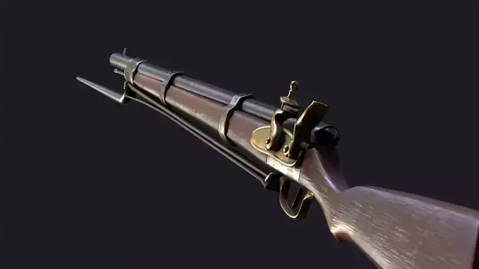 Musket flintlock rifle Low-poly 3D model