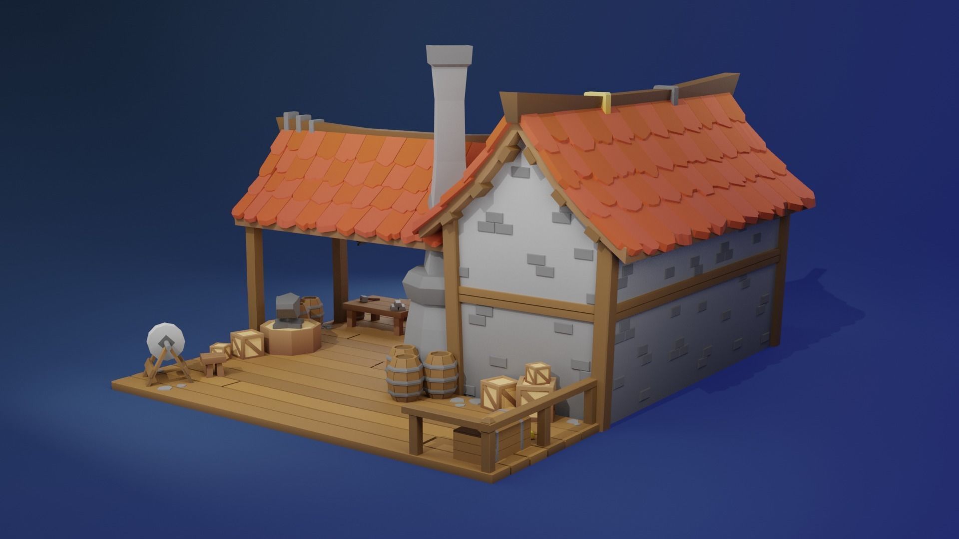 Low Poly Blacksmith Fantasy Stylized Low-poly 3D model_2