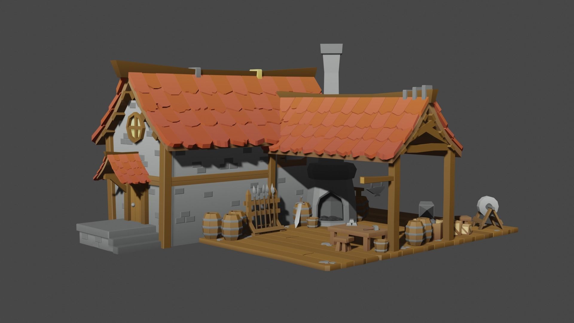 Low Poly Blacksmith Fantasy Stylized Low-poly 3D model_5