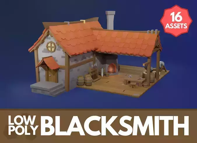 Low Poly Blacksmith Fantasy Stylized