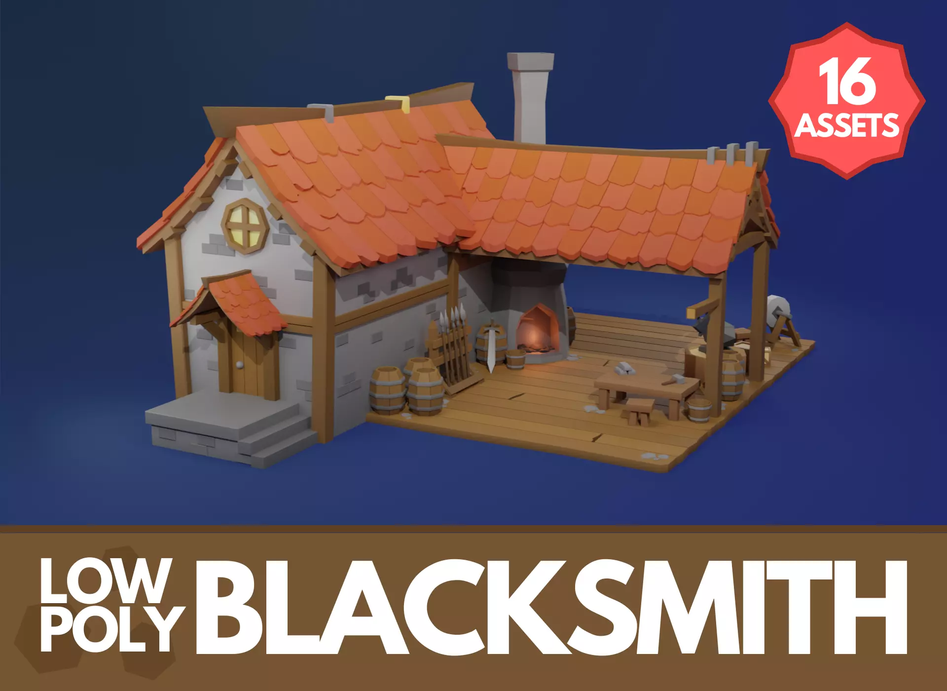 Low Poly Blacksmith Fantasy Stylized Low-poly 3D model_0