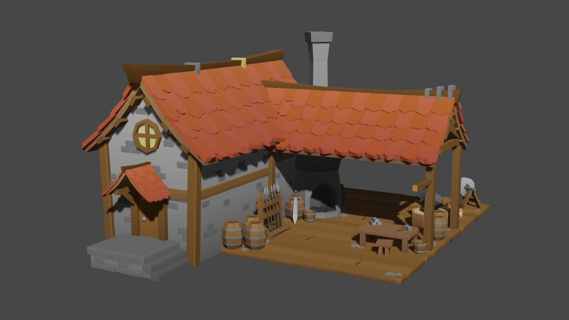 Low Poly Blacksmith Fantasy Stylized Low-poly 3D model_4
