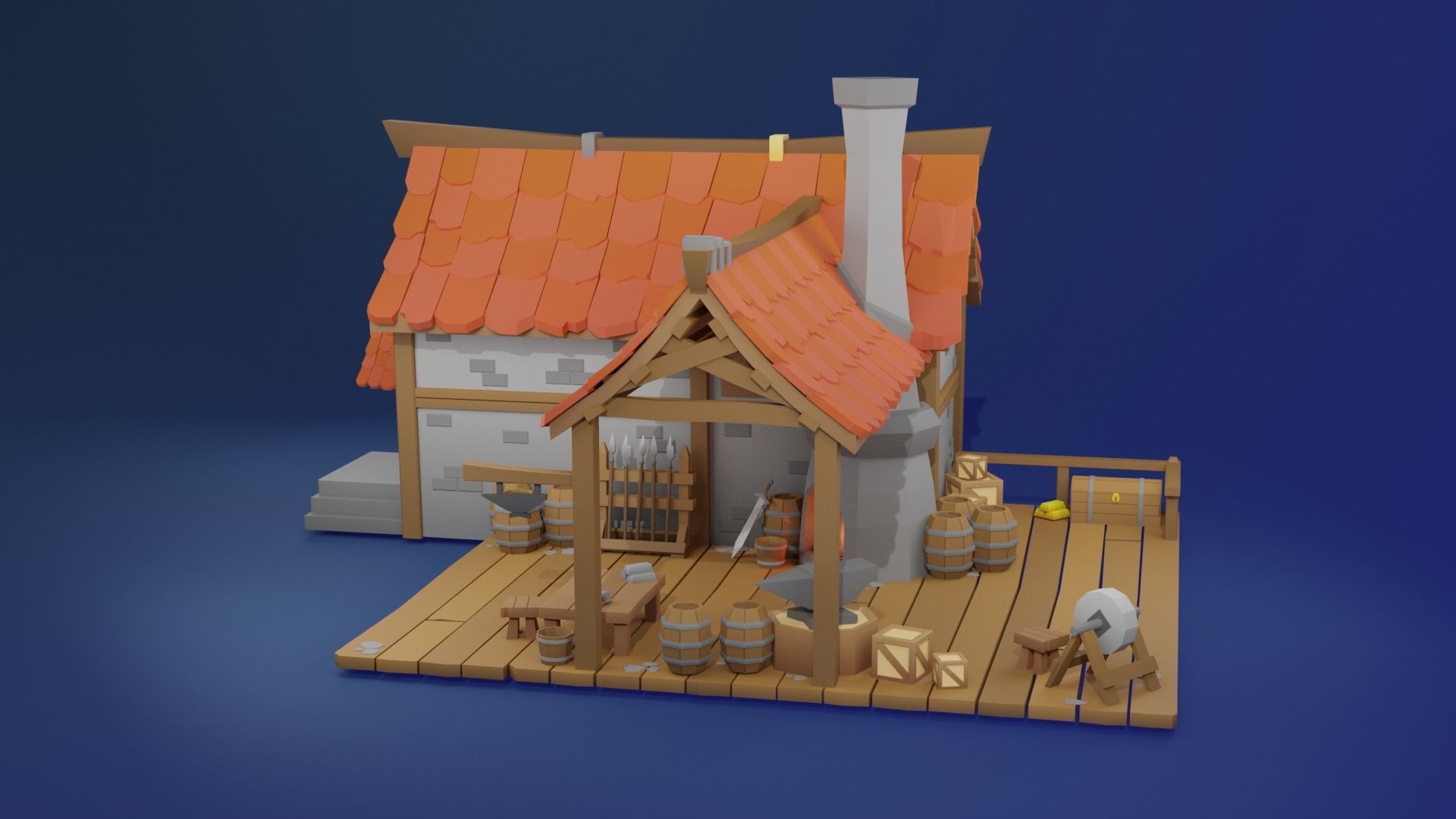 Low Poly Blacksmith Fantasy Stylized Low-poly 3D model_3