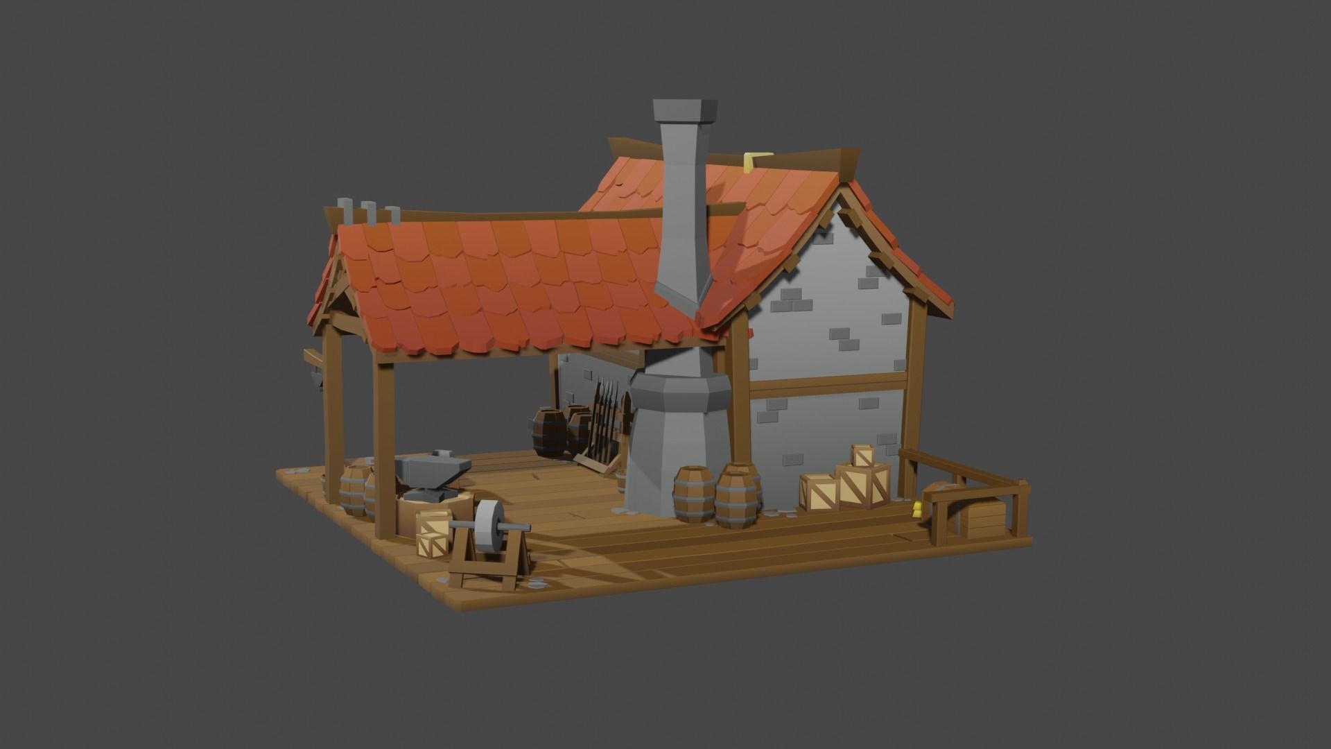 Low Poly Blacksmith Fantasy Stylized Low-poly 3D model_6