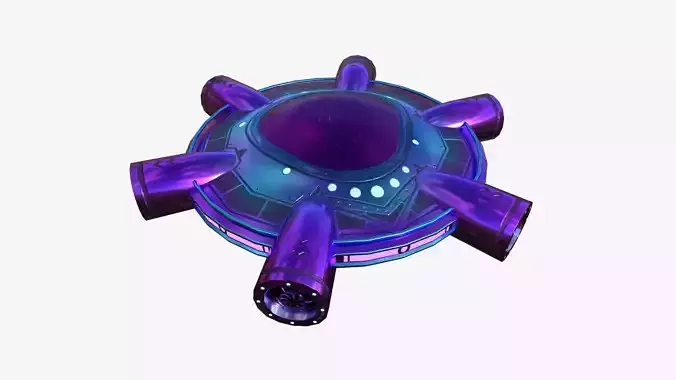 Alien Spaceship UFO J04 Purple Blue - Sci Fi Spacecraft Design Low-poly 3D model