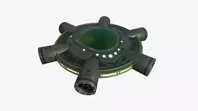 Alien Spaceship UFO J05 Dark Green - Sci Fi Spacecraft Design Low-poly 3D model
