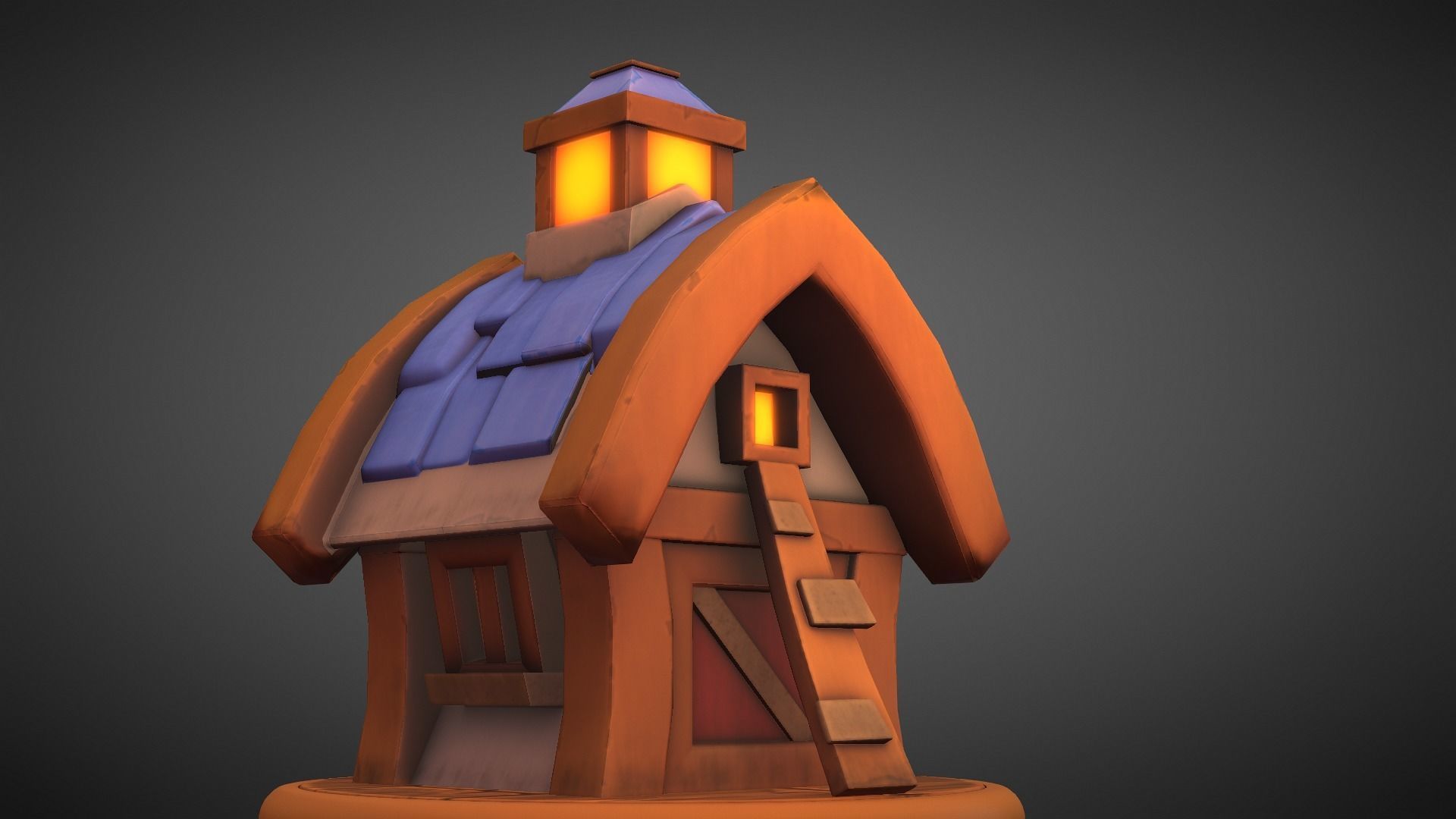 LowPoly Stylized Small House Low-poly 3D model_5