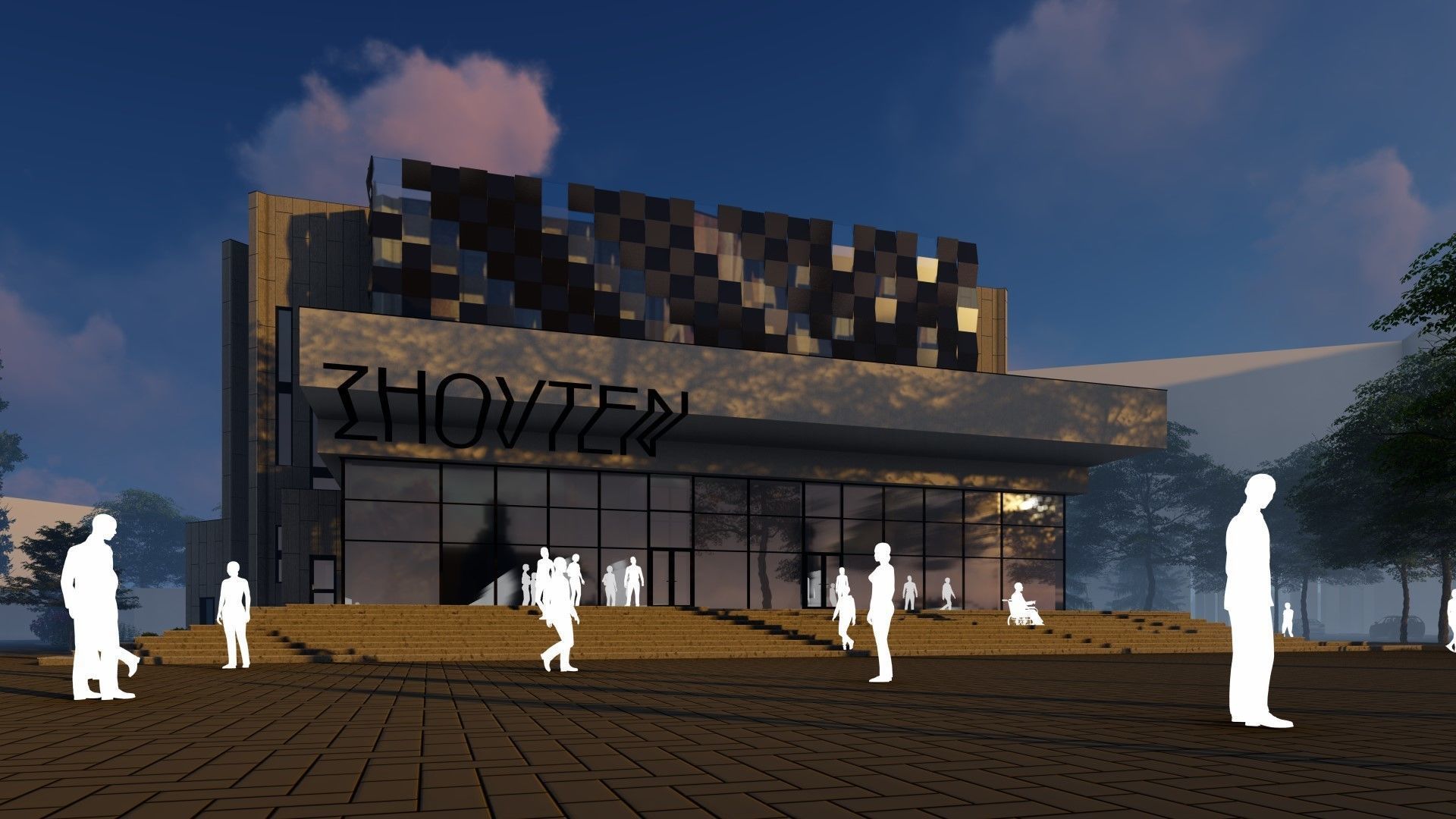 3D model of the cinema building reconstruction 6 versions 3D model_37