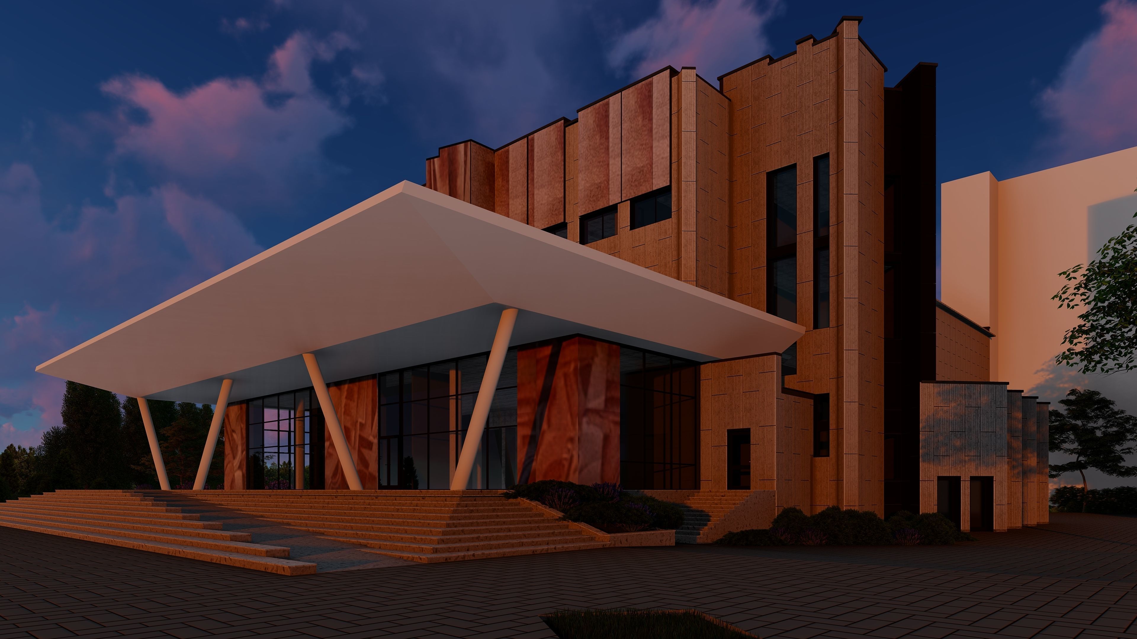 3D model of the cinema building reconstruction 6 versions 3D model_46